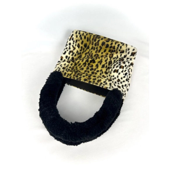 Vintage 1990’s Esprit Leopard Faux Fur Top Handle Mini Clutch Handbag - Picture 4 of 10